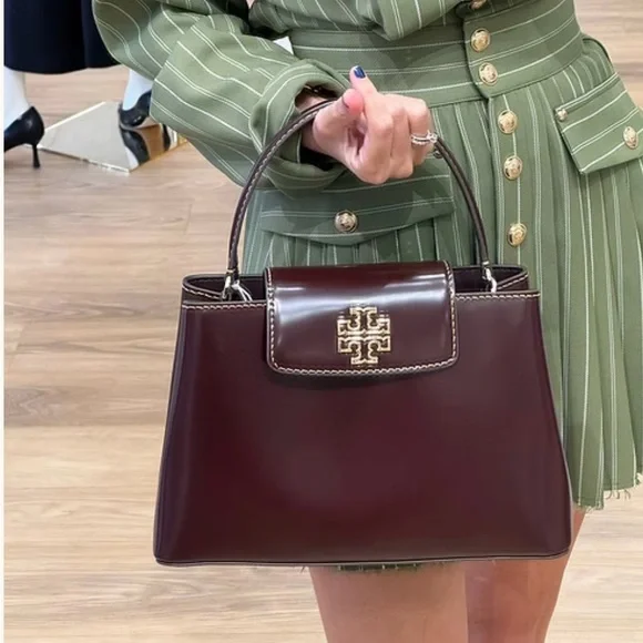 Tory Burch Britten Top Handle Patent Leather
Claret Red - Picture 1 of 8